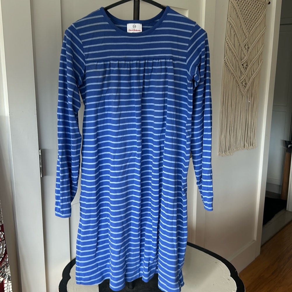 EUC Hanna Andersson Blue Striped Dress Size 12.